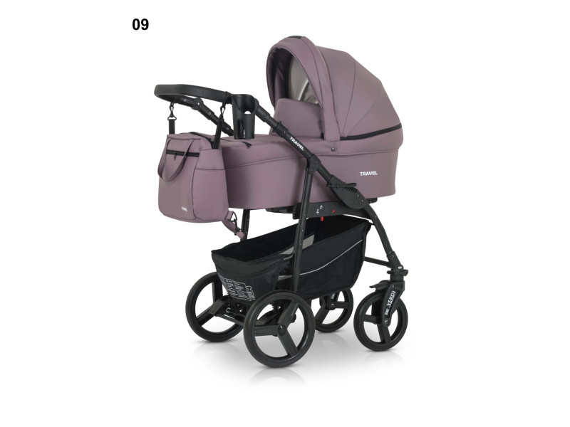 Verdi Travel col.09  eko āda (violets) Bērnu universālie rati 3in1